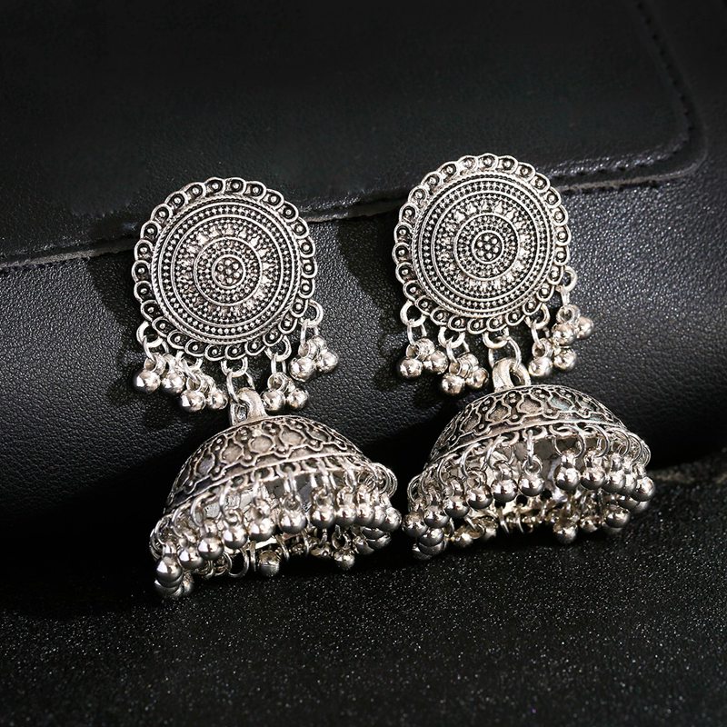 Ethnic Indian Fashion - Etniczne damskie kolczyki w kolorze srebrnym
