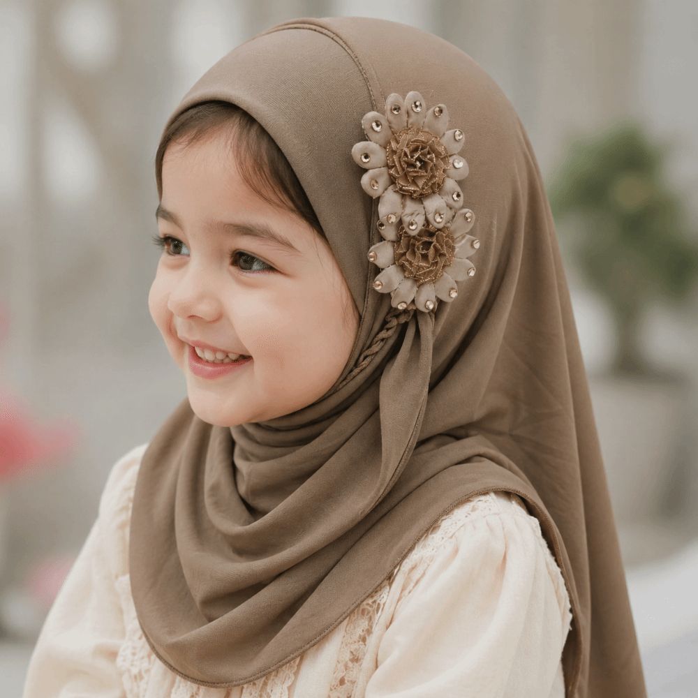 Ethnic Fashion Girls - Modne, jednolite kwiatowe wzory, dziecięcy hidżab,