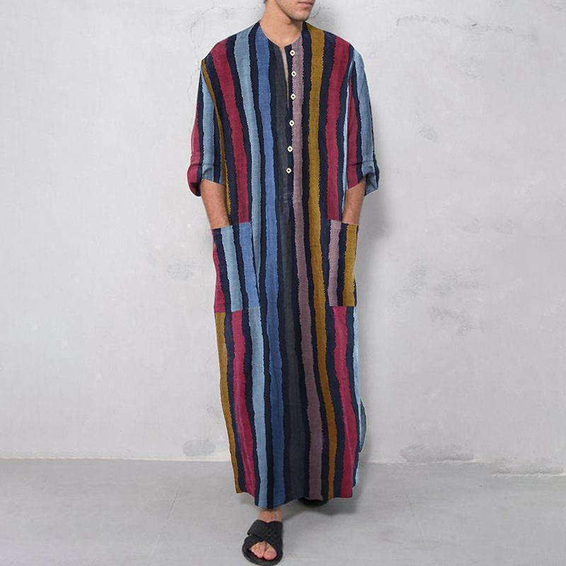 Męska koszula w paski z nadruk – Ethnic Fashion Designer recenzja i cena